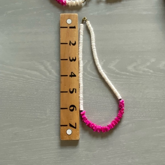 Puka Shell Bundle! 1990’s Necklace Bracelet and Anklet! White Hot Pink Pearl - Picture 7 of 7